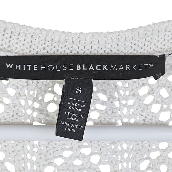 White House Black Market Linen Blend Crochet V-Neck Sweater Size‎ Small - Picture 6 of 10